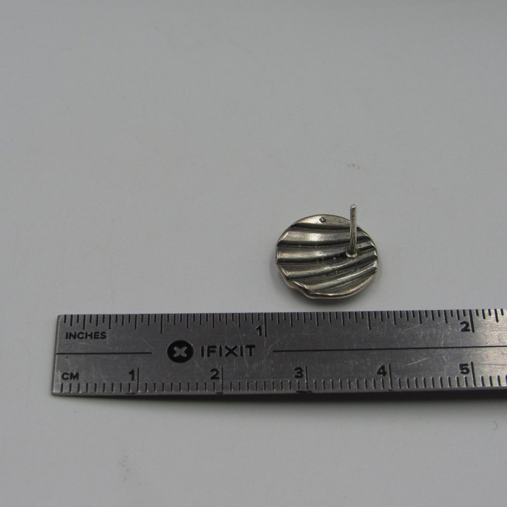 Sterling Silver Rustic Shell Stud Earrings Vintage - image 4